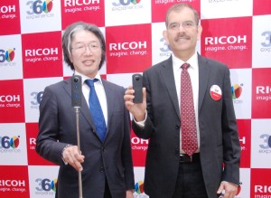 (LtoR) Kazunobu Saiki (Group Leader, Visual Revelution Business) along with Manoj Kumar, Managing Director & CEO of Ricoh India Limited