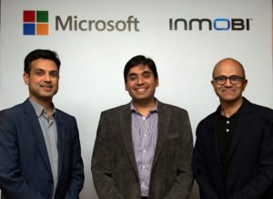 Photo - Anant Maheshwari, President, Microsoft India, Naveen Tewari, Founder and CEO, InMobi and Satya Nadella, CEO, Microsoft