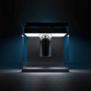 A rendering of IBM Q System One, the world's first fully integrated universal quantum computing system, currently installed at the Thomas J Watson Research Center in Yorktown Heights, New York, where IBM scientists are using it to explore system improvements and enhancements that accelerate commercial applications of this transformational technology. For the first time ever, IBM Q System One enables quantum computers to operate beyond the confines of the research lab.